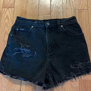 Black Denim Rider Shorts, size 8